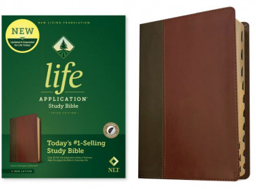 NLT Life Application Study Bible, Third Edition (LeatherLike, Brown/Mahogany, Indexed, Red Letter) - LeatherLike Mahogany With thumb index