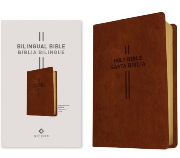 Bilingual Bible / Biblia bilingüe NLT/NTV (LeatherLike, Brown) - LeatherLike