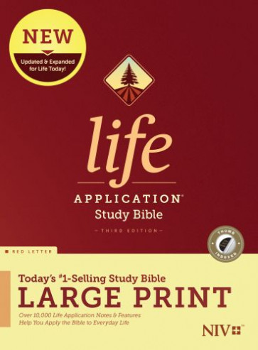 NIV Life Application Study Bible, Third Edition, Large Print (Hardcover, Indexed, Red Letter) - Hardcover With printed dust jacket and thumb index