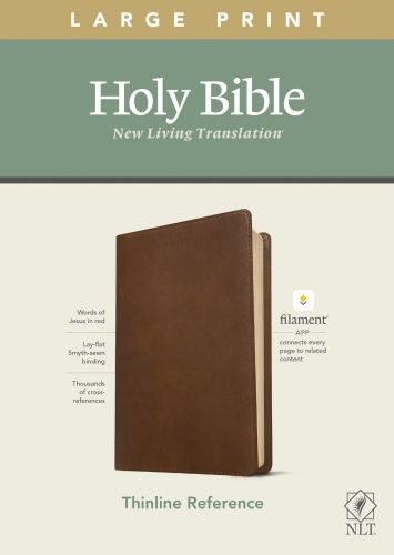 NLT Large Print Thinline Reference Bible, Filament-Enabled Edition (LeatherLike, Rustic Brown, Red Letter) - LeatherLike Rustic Brown Imitation Leather With ribbon marker(s)