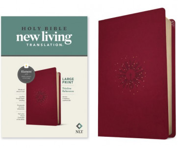 NLT Large Print Thinline Reference Bible, Filament-Enabled Edition (LeatherLike, Aurora Cranberry, Red Letter) - LeatherLike Aurora Cranberry With ribbon marker(s)