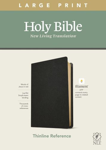 NLT Large Print Thinline Reference Bible, Filament-Enabled Edition (Genuine Leather, Black, Red Letter) - Genuine Leather With ribbon marker(s)