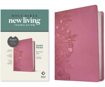 NLT Personal Size Giant Print Bible, Filament-Enabled Edition (LeatherLike, Peony Pink, Red Letter) - LeatherLike Peony Pink With ribbon marker(s)