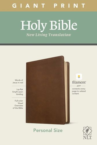 NLT Personal Size Giant Print Bible, Filament-Enabled Edition (LeatherLike, Rustic Brown, Red Letter) - LeatherLike Rustic Brown With ribbon marker(s)