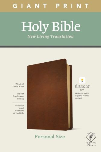 NLT Personal Size Giant Print Bible, Filament-Enabled Edition (Genuine Leather, Brown, Red Letter) - Genuine Leather With ribbon marker(s)