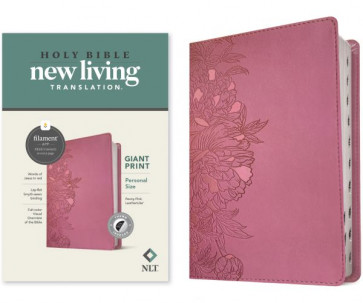 NLT Personal Size Giant Print Bible, Filament-Enabled Edition (LeatherLike, Peony Pink, Indexed, Red Letter) - LeatherLike Peony Pink With thumb index and ribbon marker(s)