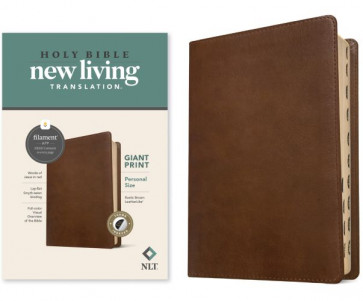 NLT Personal Size Giant Print Bible, Filament-Enabled Edition (LeatherLike, Rustic Brown, Indexed, Red Letter) - LeatherLike Rustic Brown With thumb index and ribbon marker(s)