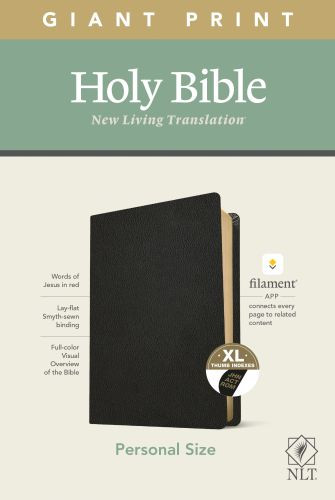 NLT Personal Size Giant Print Bible, Filament-Enabled Edition (Genuine Leather, Black, Indexed, Red Letter) - Genuine Leather With thumb index and ribbon marker(s)