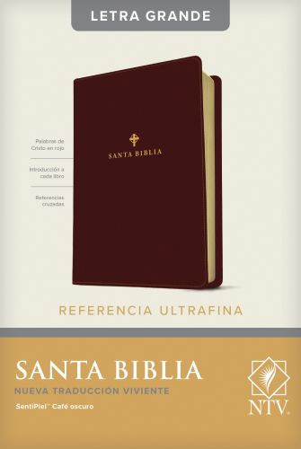 Santa Biblia NTV, Edición de referencia ultrafina, letra grande (SentiPiel, Café oscuro , Letra Roja) - LeatherLike Dark Brown With ribbon marker(s)