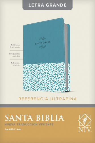 Santa Biblia NTV, Edición de referencia ultrafina, letra grande (SentiPiel, Azul, Letra Roja) - LeatherLike With ribbon marker(s)