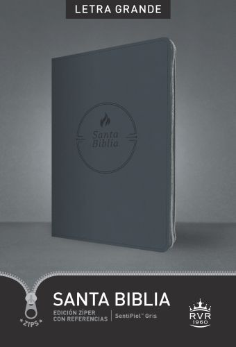 Santa Biblia RVR60, Edición zíper con referencias, letra grande (SentiPiel, Gris, Letra Roja) - Imitation Leather Gray With zip fastener