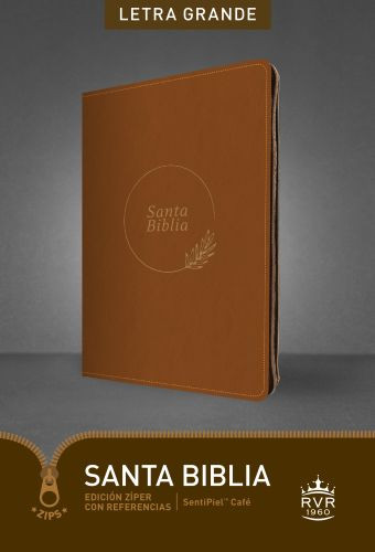 Santa Biblia RVR60, Edición zíper con referencias, letra grande (SentiPiel, Café, Letra Roja) - Imitation Leather With zip fastener