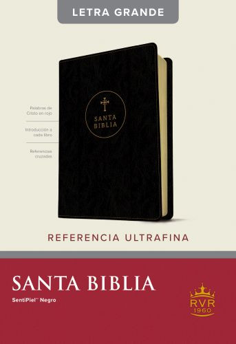 Santa Biblia RVR60, Edición de referencia ultrafina, letra grande (SentiPiel, Negro, Letra Roja) - LeatherLike With ribbon marker(s)