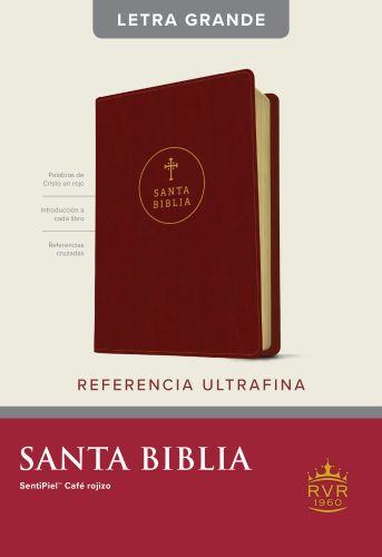 Santa Biblia RVR60, Edición de referencia ultrafina, letra grande (SentiPiel, Café rojizo, Letra Roja) - LeatherLike Reddish Brown With ribbon marker(s)