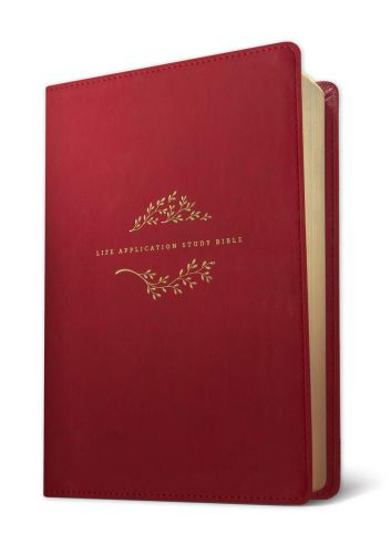 NLT Life Application Study Bible, Third Edition, Large Print (LeatherLike, Berry, Red Letter) - LeatherLike With ribbon marker(s)