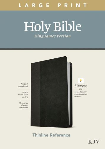 KJV Large Print Thinline Reference Bible, Filament-Enabled Edition (LeatherLike, Black/Onyx, Red Letter) - LeatherLike Onyx With ribbon marker(s)