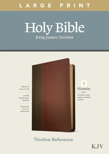 KJV Large Print Thinline Reference Bible, Filament Enabled (LeatherLike, Brown/Mahogany, Red Letter) - LeatherLike Brown/Mahogany With ribbon marker(s)