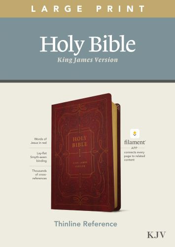 KJV Large Print Thinline Reference Bible, Filament-Enabled Edition (LeatherLike, Ornate Burgundy, Red Letter) - LeatherLike Ornate Burgundy With ribbon marker(s)