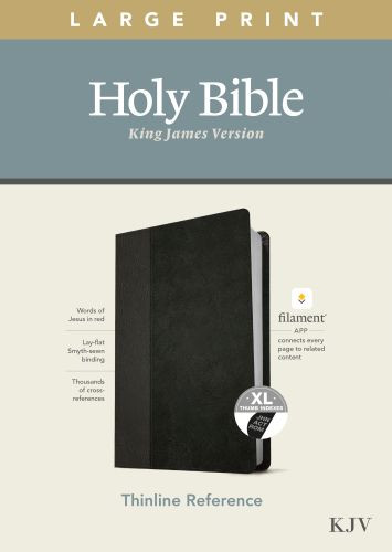 KJV Large Print Thinline Reference Bible, Filament-Enabled Edition (LeatherLike, Black/Onyx, Indexed, Red Letter) - LeatherLike Onyx With thumb index and ribbon marker(s)