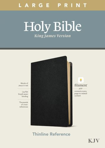 KJV Large Print Thinline Reference Bible, Filament-Enabled Edition (Genuine Leather, Black, Red Letter) - Genuine Leather With ribbon marker(s)