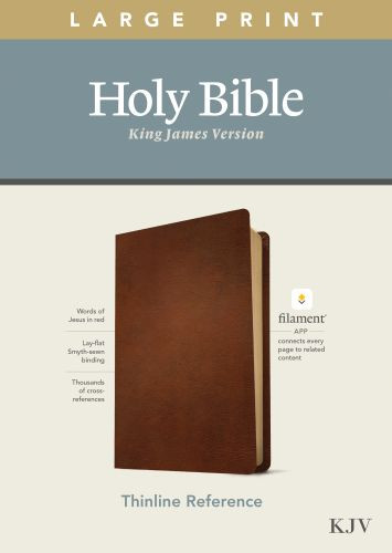 KJV Large Print Thinline Reference Bible, Filament-Enabled Edition (Genuine Leather, Brown, Red Letter) - Genuine Leather With ribbon marker(s)