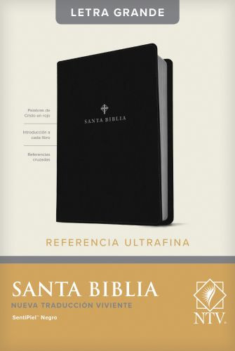 Santa Biblia NTV, Edición de referencia ultrafina, letra grande (SentiPiel, Negro, Índice) - LeatherLike With thumb index and ribbon marker(s)