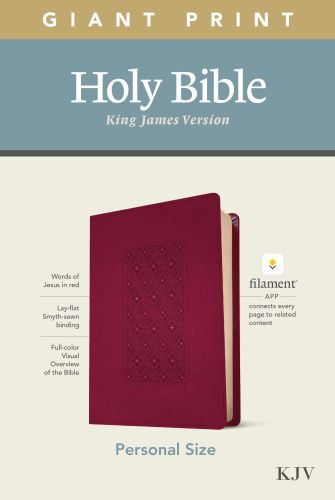KJV Personal Size Giant Print Bible, Filament-Enabled Edition (LeatherLike, Diamond Frame Cranberry, Red Letter) - LeatherLike Diamond Frame Cranberry With ribbon marker(s)