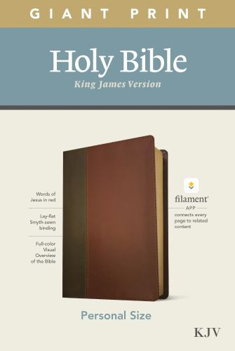 KJV Personal Size Giant Print Bible, Filament-Enabled Edition (LeatherLike, Brown/Mahogany, Red Letter) - LeatherLike Mahogany With ribbon marker(s)