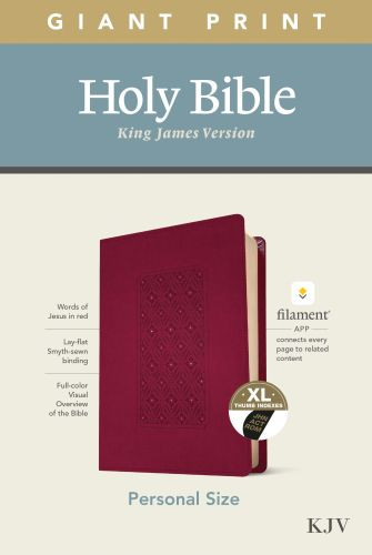 KJV Personal Size Giant Print Bible, Filament-Enabled Edition (LeatherLike, Diamond Frame Cranberry, Indexed, Red Letter) - LeatherLike Diamond Frame Cranberry With thumb index and ribbon marker(s)