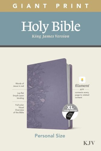 KJV Personal Size Giant Print Bible, Filament-Enabled Edition (LeatherLike, Peony Lavender, Indexed, Red Letter) - LeatherLike Peony Lavender With thumb index and ribbon marker(s)