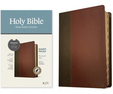 KJV Personal Size Giant Print Bible, Filament-Enabled Edition (LeatherLike, Brown/Mahogany, Indexed, Red Letter) - LeatherLike Mahogany With thumb index and ribbon marker(s)