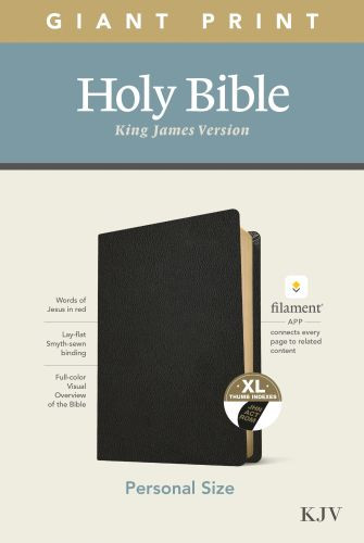 KJV Personal Size Giant Print Bible, Filament-Enabled Edition (Genuine Leather, Black, Indexed, Red Letter) - Genuine Leather With thumb index and ribbon marker(s)