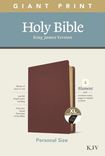 KJV Personal Size Giant Print Bible, Filament Enabled (Genuine Leather, Burgundy, Indexed, Red Letter) - Genuine Leather Burgundy With thumb index and ribbon marker(s)