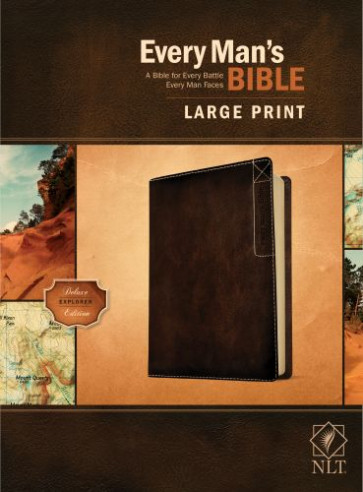 Every Man’s Bible NLT, Large Print, Deluxe Explorer Edition (LeatherLike, Rustic Brown) - LeatherLike Rustic Brown With ribbon marker(s)