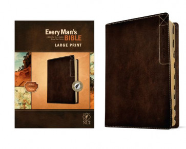 Every Man’s Bible NLT, Large Print, Deluxe Explorer Edition (LeatherLike, Rustic Brown, Indexed) - LeatherLike Rustic Brown With thumb index and ribbon marker(s)