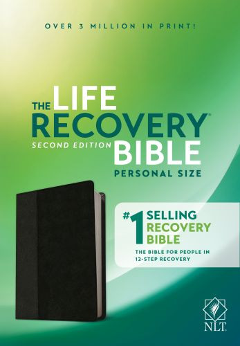 NLT Life Recovery Bible, Second Edition, Personal Size (LeatherLike, Black/Onyx) - LeatherLike Black/Onyx With ribbon marker(s)