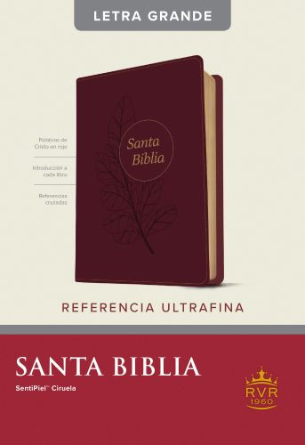 Santa Biblia RVR60, Edición de referencia ultrafina, letra grande (SentiPiel, Ciruela, Índice, Letra Roja) - LeatherLike Plum With thumb index and ribbon marker(s)