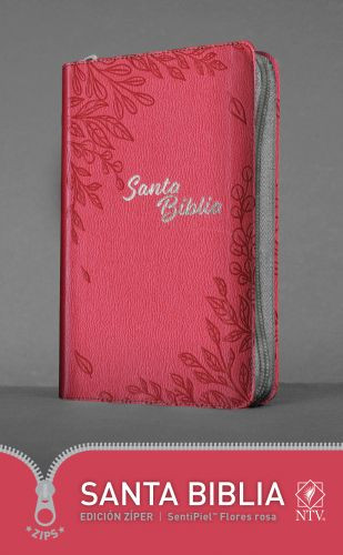 Santa Biblia NTV, Edición zíper, Flores rosa (SentiPiel) - LeatherLike With zip fastener