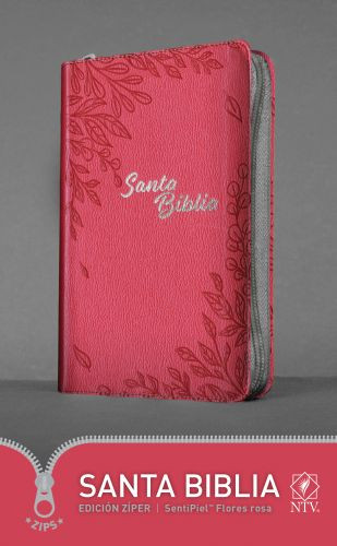 Santa Biblia NTV, Edición zíper, Flores rosa (SentiPiel) - LeatherLike With zip fastener