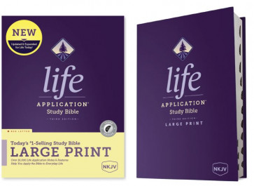 NKJV Life Application Study Bible, Third Edition, Large Print (Hardcover, Indexed, Red Letter) - Hardcover With printed dust jacket and thumb index