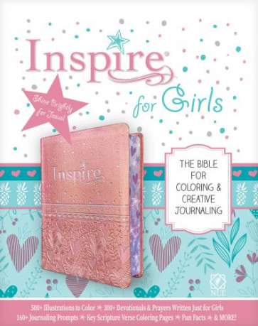 Inspire Bible for Girls NLT (LeatherLike, Pink) - Sewn Pink Metallic Imitation Leather With ribbon marker(s)