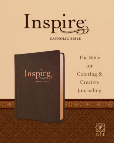 Inspire Catholic Bible NLT (LeatherLike, Dark Brown) - Sewn Dark Brown Imitation Leather With ribbon marker(s)