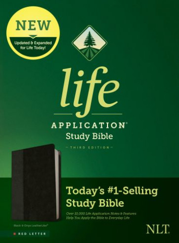 NLT Life Application Study Bible, Third Edition (LeatherLike, Black/Onyx, Red Letter) - LeatherLike Onyx With ribbon marker(s)