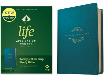 NLT Life Application Study Bible, Third Edition (LeatherLike, Teal Blue, Red Letter) - LeatherLike Teal Blue With ribbon marker(s)