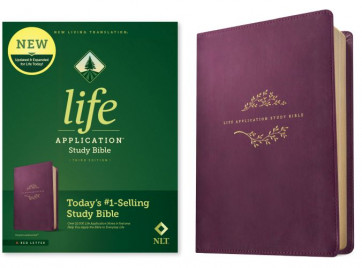 NLT Life Application Study Bible, Third Edition (LeatherLike, Purple, Red Letter) - LeatherLike With ribbon marker(s)