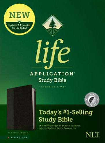 NLT Life Application Study Bible, Third Edition (LeatherLike, Black/Onyx, Indexed, Red Letter) - LeatherLike Onyx With thumb index and ribbon marker(s)