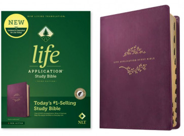 NLT Life Application Study Bible, Third Edition (LeatherLike, Purple, Indexed, Red Letter) - LeatherLike With thumb index and ribbon marker(s)