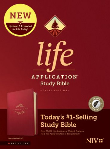 NIV Life Application Study Bible, Third Edition (LeatherLike, Berry, Indexed, Red Letter) - LeatherLike With thumb index and ribbon marker(s)