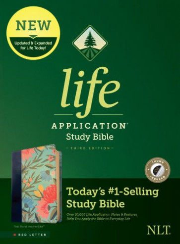 NLT Life Application Study Bible, Third Edition (LeatherLike, Teal Floral, Indexed, Red Letter) - LeatherLike Teal Floral With thumb index and ribbon marker(s)
