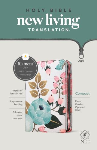 NLT Compact Zipper Bible, Filament-Enabled Edition (Cloth, Floral Garden, Red Letter) - Softcover Floral Garden